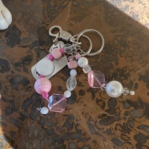 Chic Pink Beaded Keychain